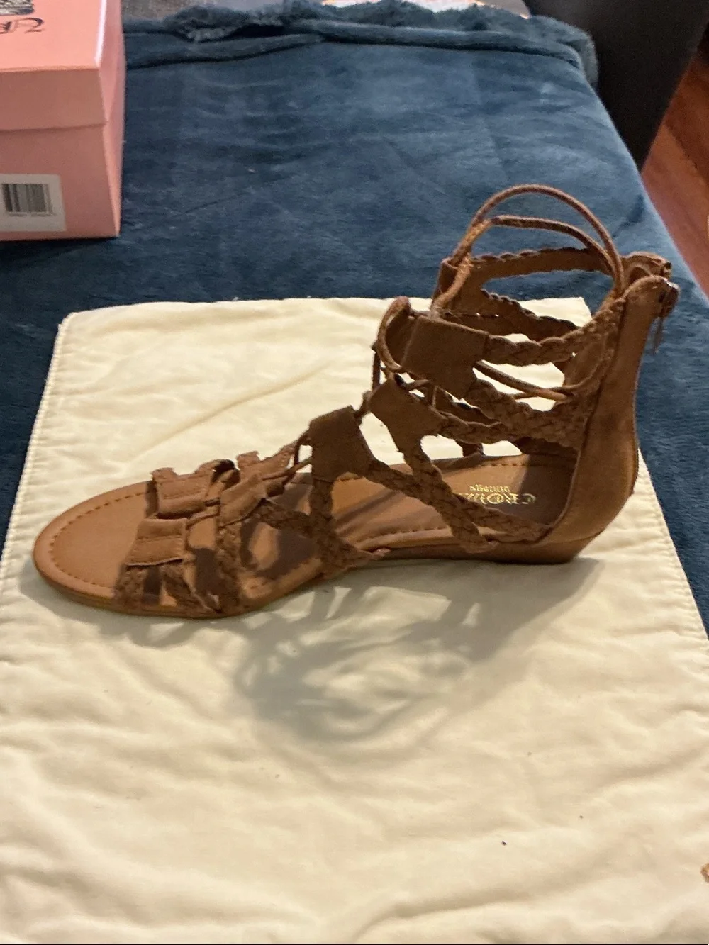 Crown Vintage Braided Strappy Gladiator Sandal - Tan Brown